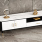 Glam Style TV Stand White Colour Stone TV Console with Open Storage Clearhalo 'furn' 'furn_tv_stands_entertainment_centers' 'Furniture' 'Living Room Furniture' 'TV Stands & Entertainment Centers' 'TV Stands & Media Storage Furniture' 'tv_stands_entertainment_centers' 6426049