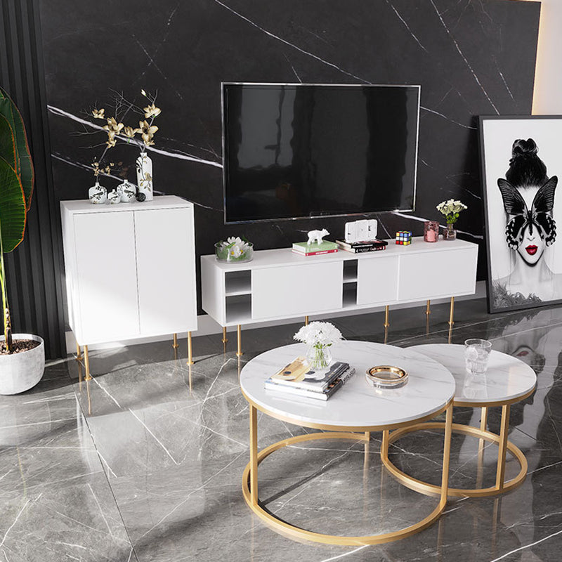 Glam TV Media Stand 16" W Enclosed Storage TV Stand Console with Cabinet Clearhalo 'furn' 'furn_tv_stands_entertainment_centers' 'Furniture' 'Living Room Furniture' 'TV Stands & Entertainment Centers' 'TV Stands & Media Storage Furniture' 'tv_stands_entertainment_centers' 6426066