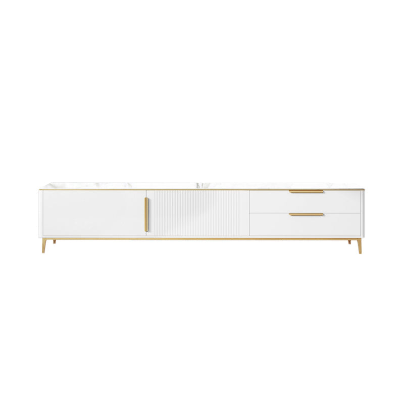 Rectangle Enclosed Storage TV Stand Luxury Sintered Stone Home Stand Console White Clearhalo 'furn' 'furn_tv_stands_entertainment_centers' 'Furniture' 'Living Room Furniture' 'TV Stands & Entertainment Centers' 'TV Stands & Media Storage Furniture' 'tv_stands_entertainment_centers' 6426076