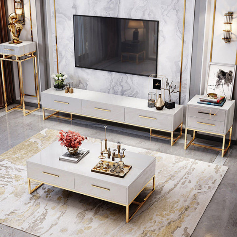 Glam TV Media Stand Wood 16" W Enclosed Storage TV Stand Console with Drawers Clearhalo 'furn' 'furn_tv_stands_entertainment_centers' 'Furniture' 'Living Room Furniture' 'TV Stands & Entertainment Centers' 'TV Stands & Media Storage Furniture' 'tv_stands_entertainment_centers' 6426097