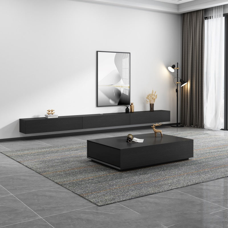 Modern Wood TV Stand Console Floating Black TV Media Stand for Living Room Clearhalo 'furn' 'furn_tv_stands_entertainment_centers' 'Furniture' 'Living Room Furniture' 'TV Stands & Entertainment Centers' 'TV Stands & Media Storage Furniture' 'tv_stands_entertainment_centers' 6426121