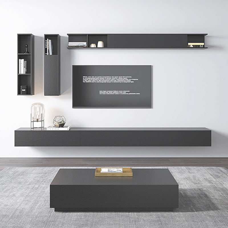 Modern Wood TV Stand Console Floating Black TV Media Stand for Living Room Clearhalo 'furn' 'furn_tv_stands_entertainment_centers' 'Furniture' 'Living Room Furniture' 'TV Stands & Entertainment Centers' 'TV Stands & Media Storage Furniture' 'tv_stands_entertainment_centers' 6426132