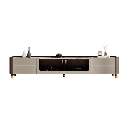 4 Drawers Glam TV Stand Stone Counter Top Enclosed Storage TV Cabinet Grey Clearhalo 'furn' 'furn_tv_stands_entertainment_centers' 'Furniture' 'Living Room Furniture' 'TV Stands & Entertainment Centers' 'TV Stands & Media Storage Furniture' 'tv_stands_entertainment_centers' 6426162