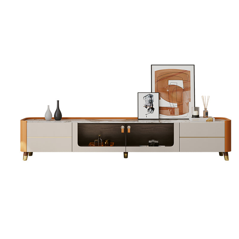 4 Drawers Glam TV Stand Stone Counter Top Enclosed Storage TV Cabinet Clearhalo 'furn' 'furn_tv_stands_entertainment_centers' 'Furniture' 'Living Room Furniture' 'TV Stands & Entertainment Centers' 'TV Stands & Media Storage Furniture' 'tv_stands_entertainment_centers' 6426167