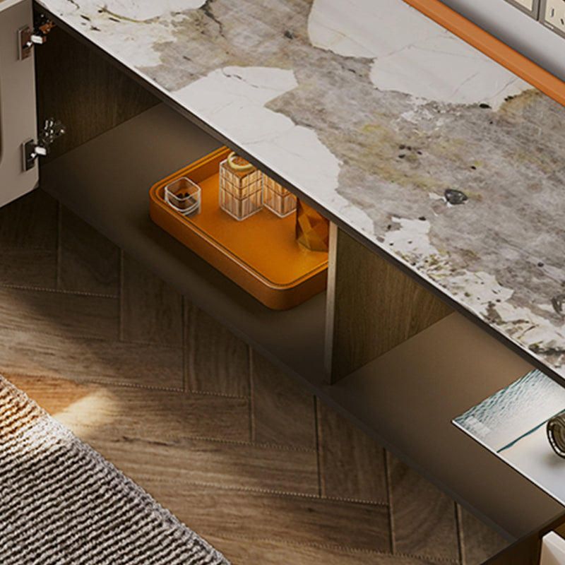 4 Drawers Glam TV Stand Stone Counter Top Enclosed Storage TV Cabinet Clearhalo 'furn' 'furn_tv_stands_entertainment_centers' 'Furniture' 'Living Room Furniture' 'TV Stands & Entertainment Centers' 'TV Stands & Media Storage Furniture' 'tv_stands_entertainment_centers' 6426172