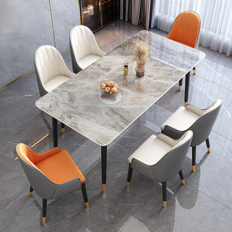 Rectangle Stone Dining Table Luxury Dining Table for Dining Room 63"L x 35.4"W x 29.5"H Without Chairs Clearhalo 'Dining Tables & Seating' 'Dining Tables' 'dining_table' 'furn' 'furn_dining_table' 'Furniture' 'Kitchen & Dining Furniture' 6426620