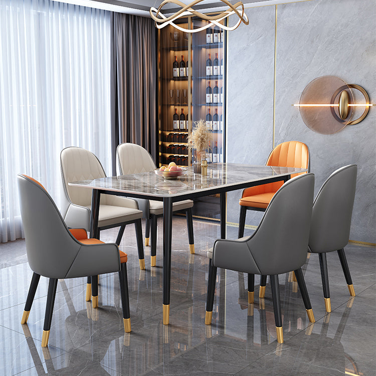 Rectangle Stone Dining Table Luxury Dining Table for Dining Room 51.2"L x 31.5"W x 29.5"H Without Chairs Clearhalo 'Dining Tables & Seating' 'Dining Tables' 'dining_table' 'furn' 'furn_dining_table' 'Furniture' 'Kitchen & Dining Furniture' 6426622