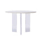 White Stone Dining Table Modern Round Dining Table with Acrylic Legs 47.2"L x 47.2"W x 29.5"H Without Chairs Clearhalo 'Dining Tables & Seating' 'Dining Tables' 'dining_table' 'furn' 'furn_dining_table' 'Furniture' 'Kitchen & Dining Furniture' 6426637