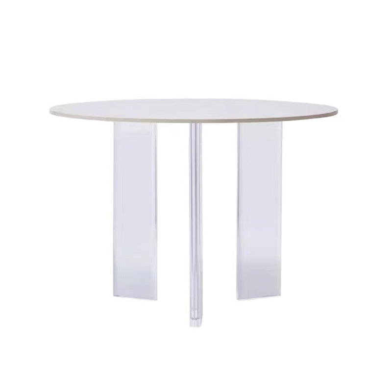 White Stone Dining Table Modern Round Dining Table with Acrylic Legs 47.2"L x 47.2"W x 29.5"H Without Chairs Clearhalo 'Dining Tables & Seating' 'Dining Tables' 'dining_table' 'furn' 'furn_dining_table' 'Furniture' 'Kitchen & Dining Furniture' 6426637