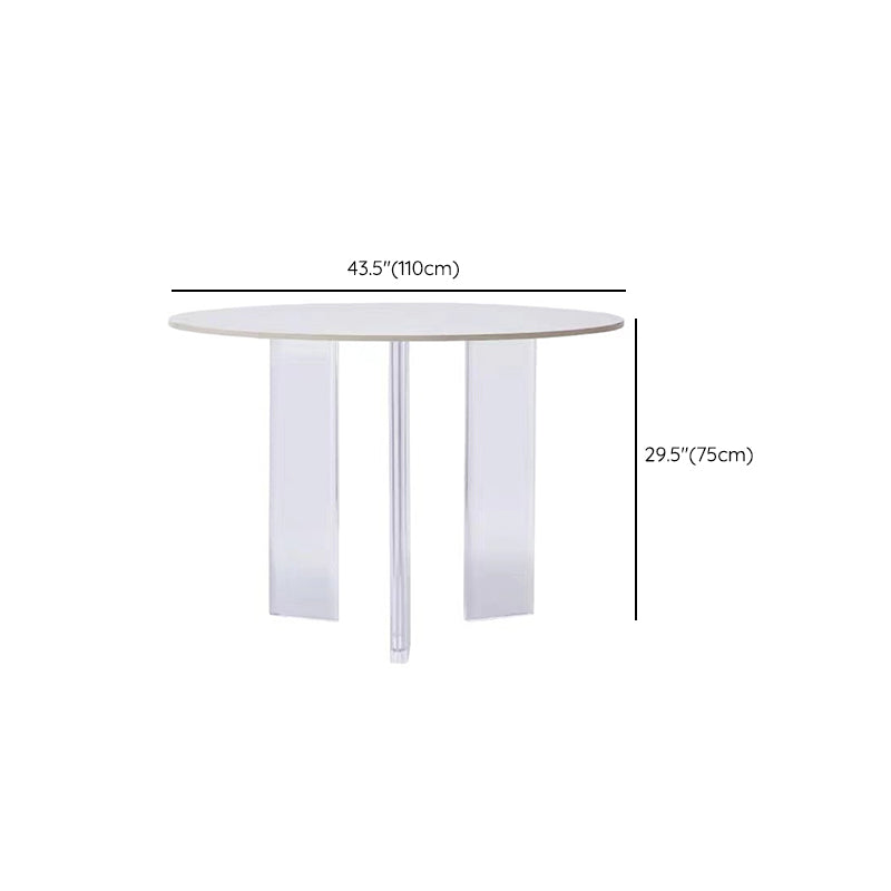 White Stone Dining Table Modern Round Dining Table with Acrylic Legs Clearhalo 'Dining Tables & Seating' 'Dining Tables' 'dining_table' 'furn' 'furn_dining_table' 'Furniture' 'Kitchen & Dining Furniture' 6426646
