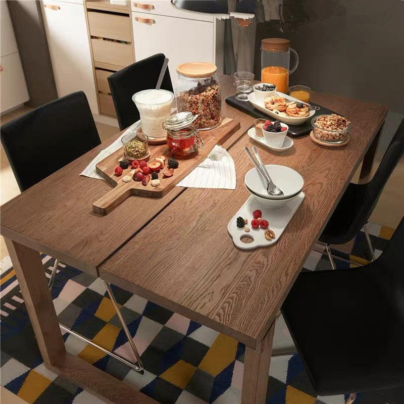 Rectangle Brown Base Dining Table Modern Ash Wood Table for Kitchen
