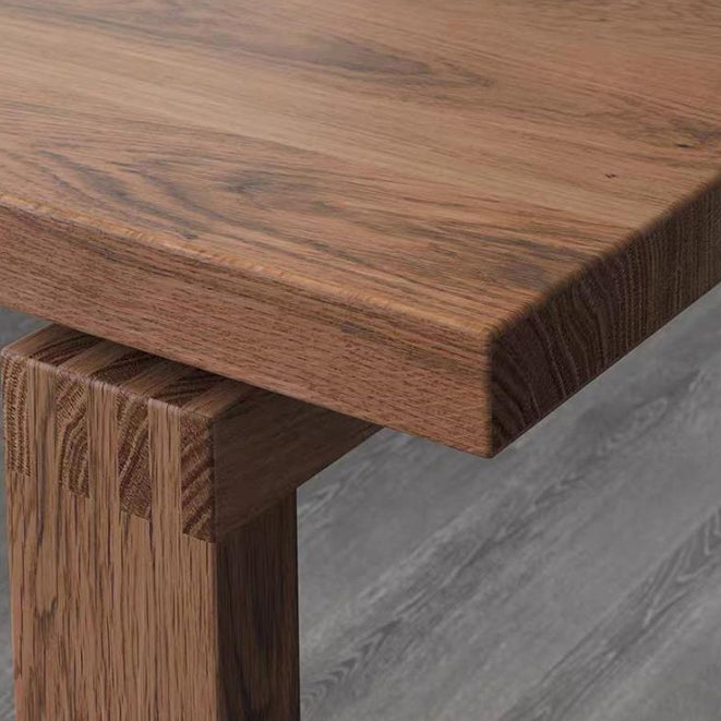 Rectangle Brown Base Dining Table Modern Ash Wood Table for Kitchen