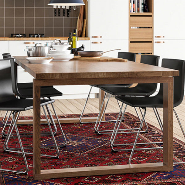 Rectangle Brown Base Dining Table Modern Ash Wood Table for Kitchen