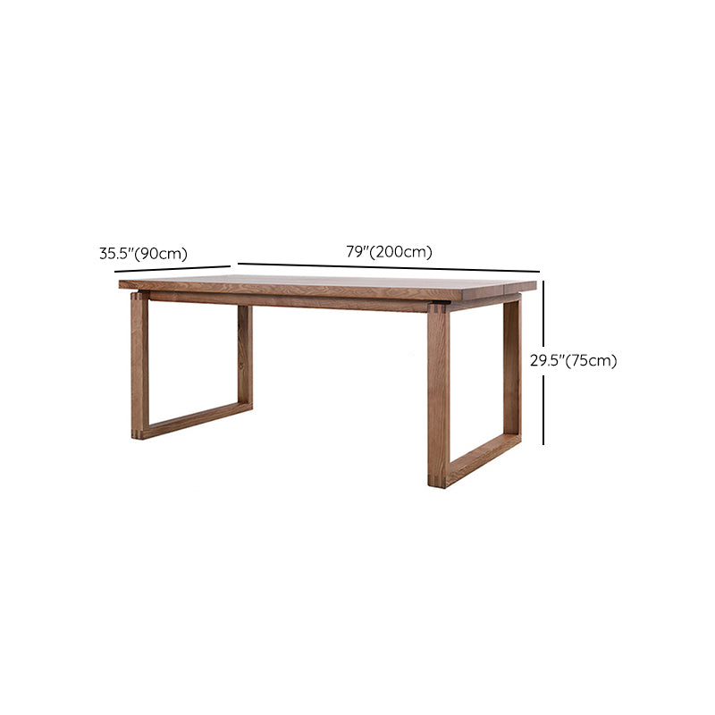 Rectangle Brown Base Dining Table Modern Ash Wood Table for Kitchen