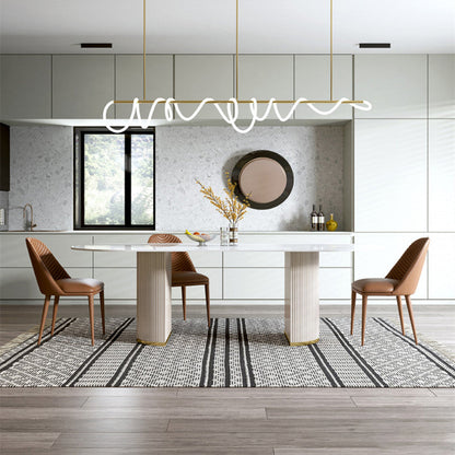 Luxe ovale eettafel Stenen eettafel met dubbel voetstuk