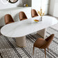 Luxe ovale eettafel Stenen eettafel met dubbel voetstuk
