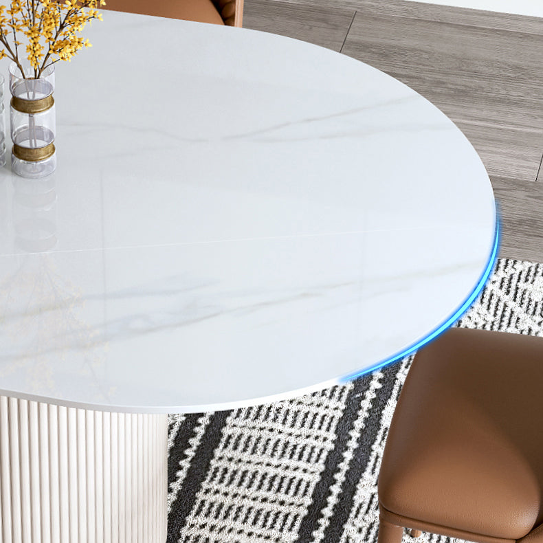 Luxe ovale eettafel Stenen eettafel met dubbel voetstuk