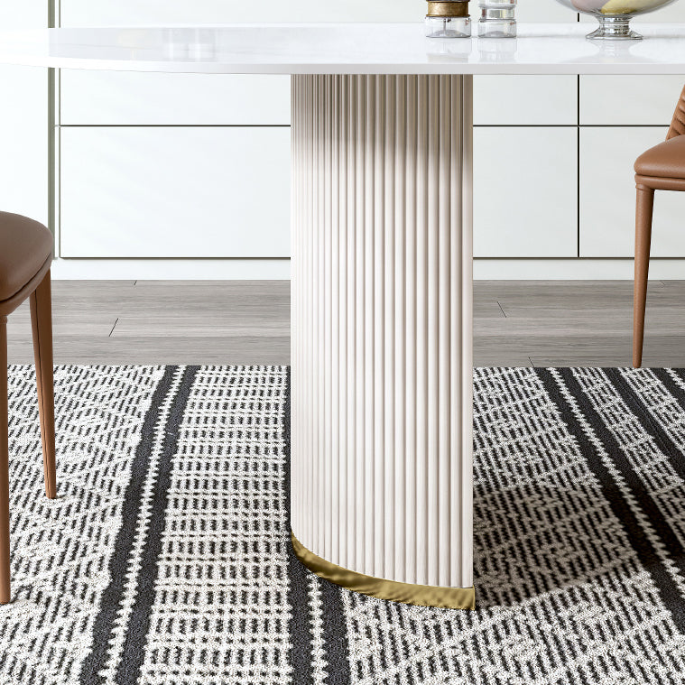 Luxe ovale eettafel Stenen eettafel met dubbel voetstuk