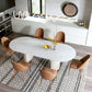 Luxe ovale eettafel Stenen eettafel met dubbel voetstuk