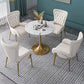 Round Golden Base Dining Table Glam Stone Table for Dining Room White 31.5"L x 31.5"W x 29.5"H Without Chairs Clearhalo 'Dining Tables & Seating' 'Dining Tables' 'dining_table' 'furn' 'furn_dining_table' 'Furniture' 'Kitchen & Dining Furniture' 6426706