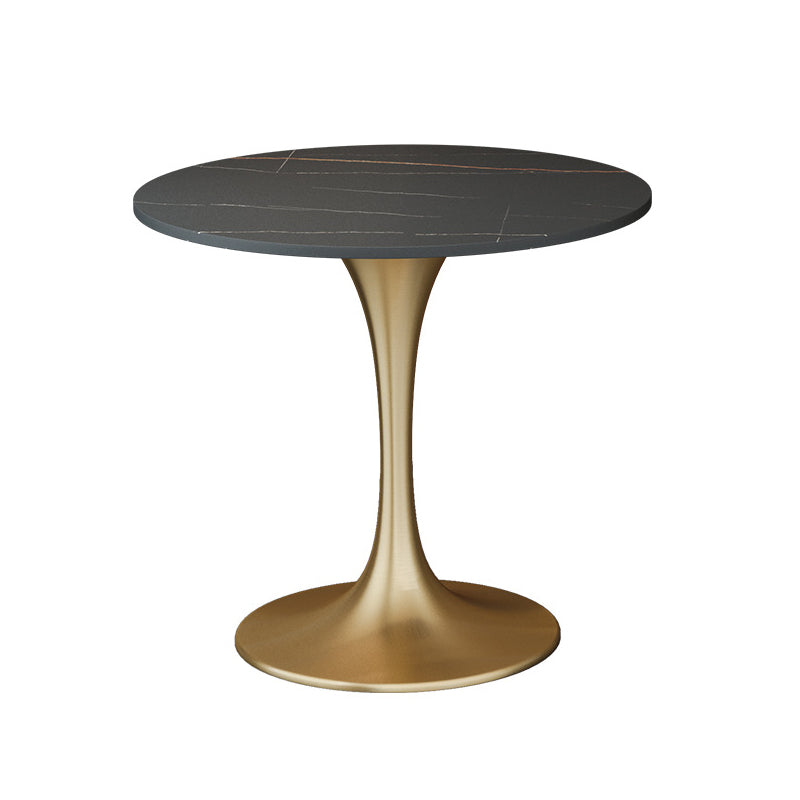 Round Golden Base Dining Table Glam Stone Table for Dining Room Black Without Chairs Clearhalo 'Dining Tables & Seating' 'Dining Tables' 'dining_table' 'furn' 'furn_dining_table' 'Furniture' 'Kitchen & Dining Furniture' 6426707