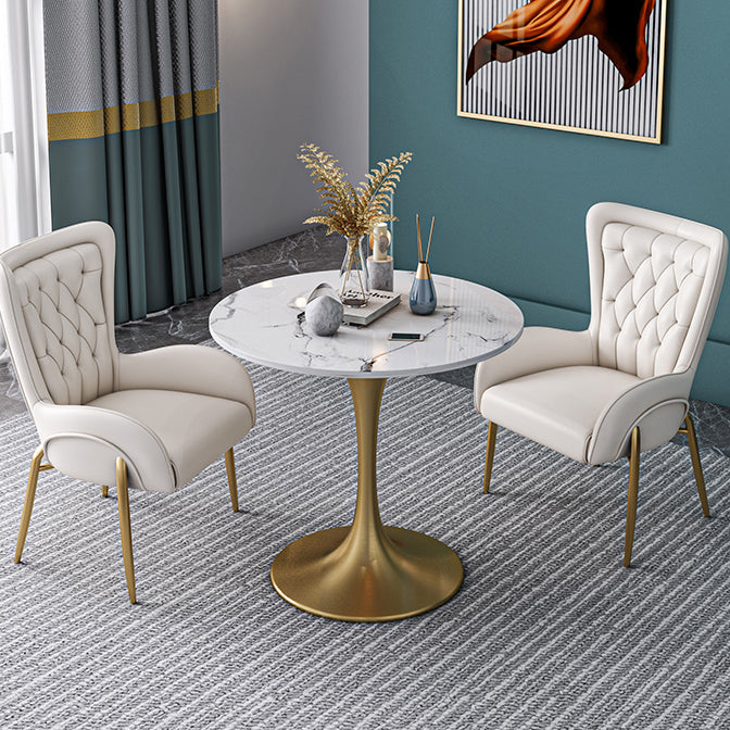 Round Golden Base Dining Table Glam Stone Table for Dining Room Clearhalo 'Dining Tables & Seating' 'Dining Tables' 'dining_table' 'furn' 'furn_dining_table' 'Furniture' 'Kitchen & Dining Furniture' 6426714