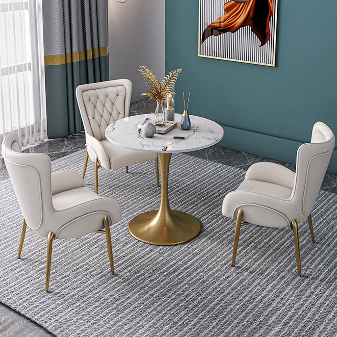Round Golden Base Dining Table Glam Stone Table for Dining Room Clearhalo 'Dining Tables & Seating' 'Dining Tables' 'dining_table' 'furn' 'furn_dining_table' 'Furniture' 'Kitchen & Dining Furniture' 6426715