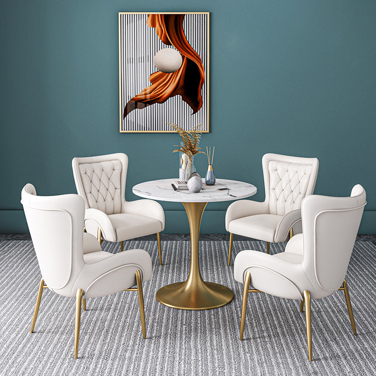 Round Golden Base Dining Table Glam Stone Table for Dining Room Clearhalo 'Dining Tables & Seating' 'Dining Tables' 'dining_table' 'furn' 'furn_dining_table' 'Furniture' 'Kitchen & Dining Furniture' 6426716