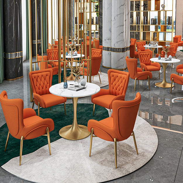 Round Golden Base Dining Table Glam Stone Table for Dining Room Clearhalo 'Dining Tables & Seating' 'Dining Tables' 'dining_table' 'furn' 'furn_dining_table' 'Furniture' 'Kitchen & Dining Furniture' 6426718