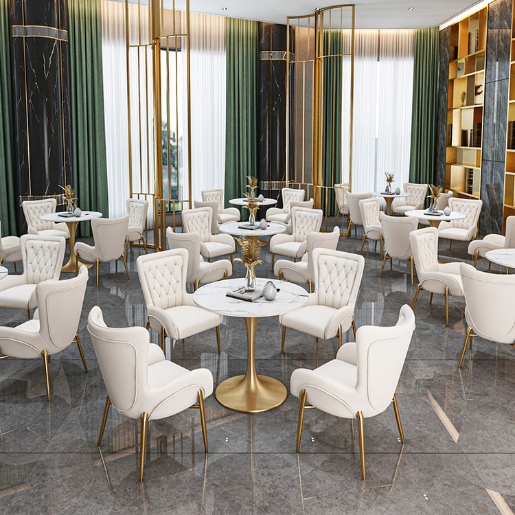 Round Golden Base Dining Table Glam Stone Table for Dining Room Clearhalo 'Dining Tables & Seating' 'Dining Tables' 'dining_table' 'furn' 'furn_dining_table' 'Furniture' 'Kitchen & Dining Furniture' 6426719