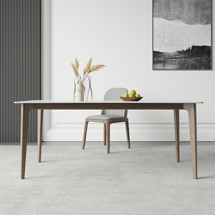 Mid-Century Rectangle Dining Table Stone Dining Table with Solid Wood Legs 47.2"L x 27.6"W x 29.5"H Without Chairs Clearhalo 'Dining Tables & Seating' 'Dining Tables' 'dining_table' 'furn' 'furn_dining_table' 'Furniture' 'Kitchen & Dining Furniture' 6426724