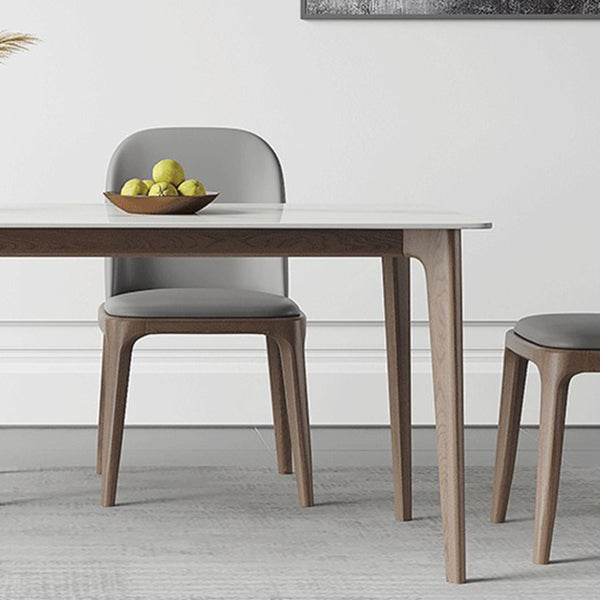 Mid-Century Rectangle Dining Table Stone Dining Table with Solid Wood Legs Clearhalo 'Dining Tables & Seating' 'Dining Tables' 'dining_table' 'furn' 'furn_dining_table' 'Furniture' 'Kitchen & Dining Furniture' 6426731