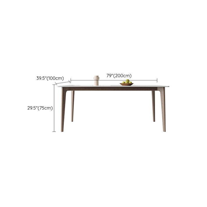 Mid-Century Rectangle Dining Table Stone Dining Table with Solid Wood Legs Clearhalo 'Dining Tables & Seating' 'Dining Tables' 'dining_table' 'furn' 'furn_dining_table' 'Furniture' 'Kitchen & Dining Furniture' 6426735
