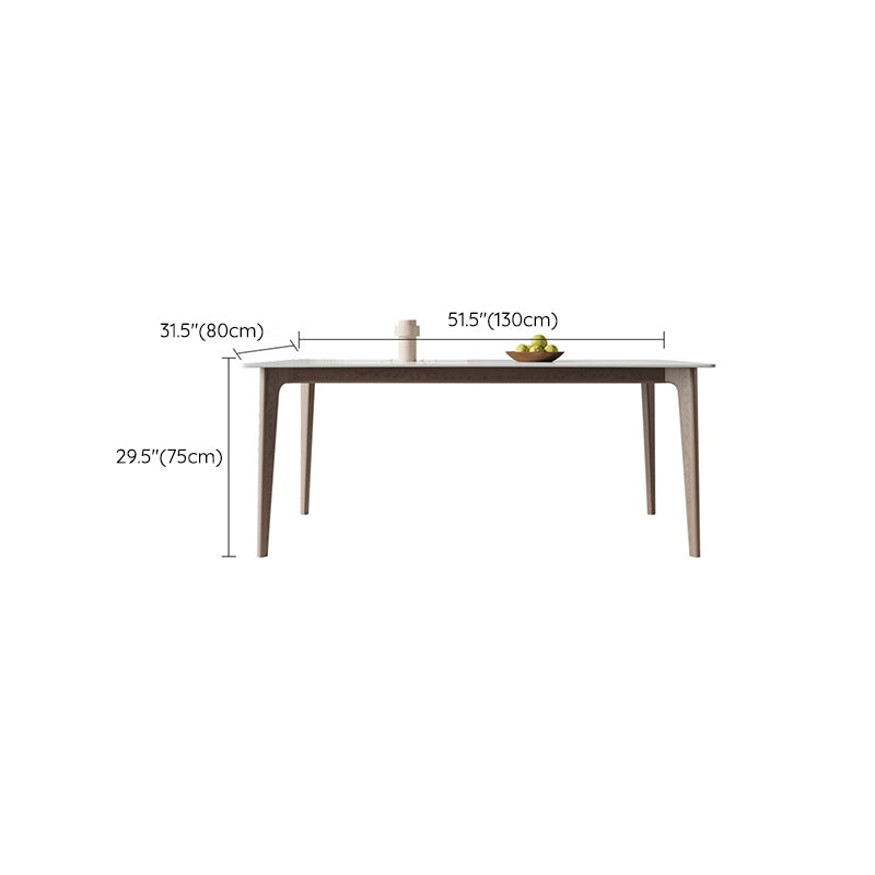 Mid-Century Rectangle Dining Table Stone Dining Table with Solid Wood Legs Clearhalo 'Dining Tables & Seating' 'Dining Tables' 'dining_table' 'furn' 'furn_dining_table' 'Furniture' 'Kitchen & Dining Furniture' 6426737