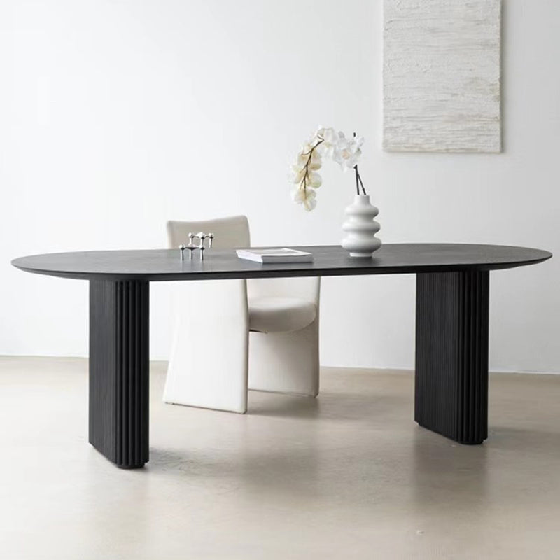 Black Pine Wood Dining Table Contemporary Style Dining Room Table
