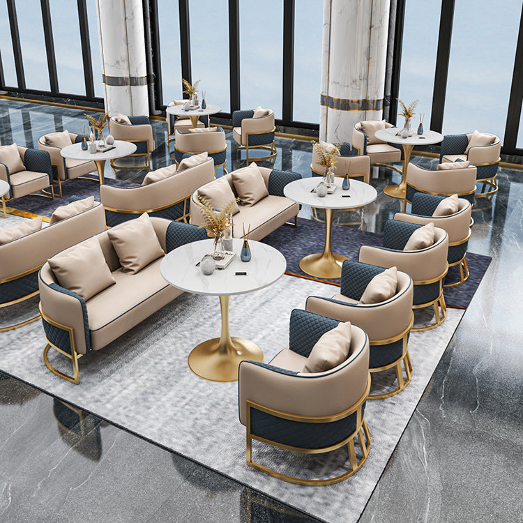 Traditional Luxury Dining Table for Home Round Table with Metal Tulip Base Clearhalo 'Dining Tables & Seating' 'Dining Tables' 'dining_table' 'furn' 'furn_dining_table' 'Furniture' 'Kitchen & Dining Furniture' 6426762