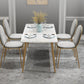 Table à manger rectangulaire à base dorée, Table glamour en Faux marbre pour la maison