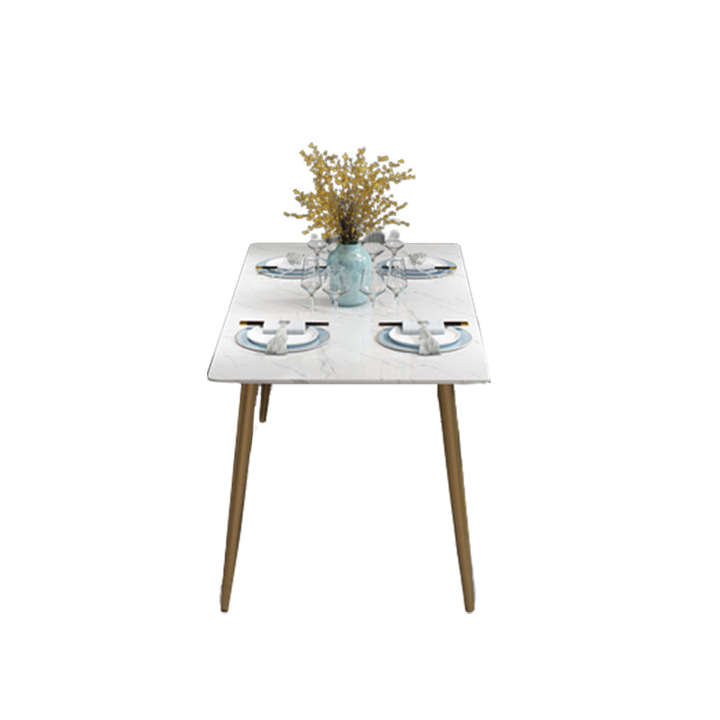 Table à manger rectangulaire à base dorée, Table glamour en Faux marbre pour la maison