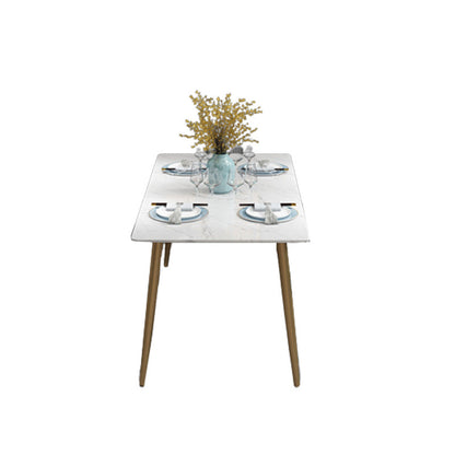Table à manger rectangulaire à base dorée, Table glamour en Faux marbre pour la maison