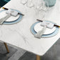 Table à manger rectangulaire à base dorée, Table glamour en Faux marbre pour la maison