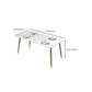 Table à manger rectangulaire à base dorée, Table glamour en Faux marbre pour la maison