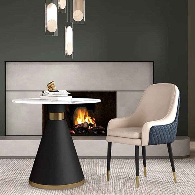 Glam Parsons Arm Chair Leather Upholstered Indoor Dining Chair Off-White 1 Piece Clearhalo 'Dining Chairs' 'Dining Tables & Seating' 'dining_chair' 'furn' 'furn_dining_chair' 'Furniture' 'Kitchen & Dining Furniture' 6426778