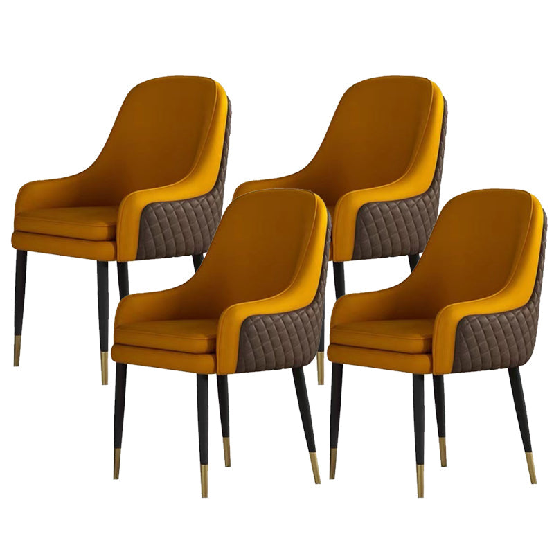 Glam Parsons Arm Chair Leather Upholstered Indoor Dining Chair Orange 4 Piece Set Clearhalo 'Dining Chairs' 'Dining Tables & Seating' 'dining_chair' 'furn' 'furn_dining_chair' 'Furniture' 'Kitchen & Dining Furniture' 6426782
