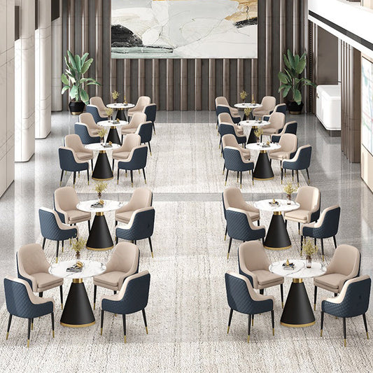 Glam Parsons Arm Chair Leather Upholstered Indoor Dining Chair Clearhalo 'Dining Chairs' 'Dining Tables & Seating' 'dining_chair' 'furn' 'furn_dining_chair' 'Furniture' 'Kitchen & Dining Furniture' 6426783