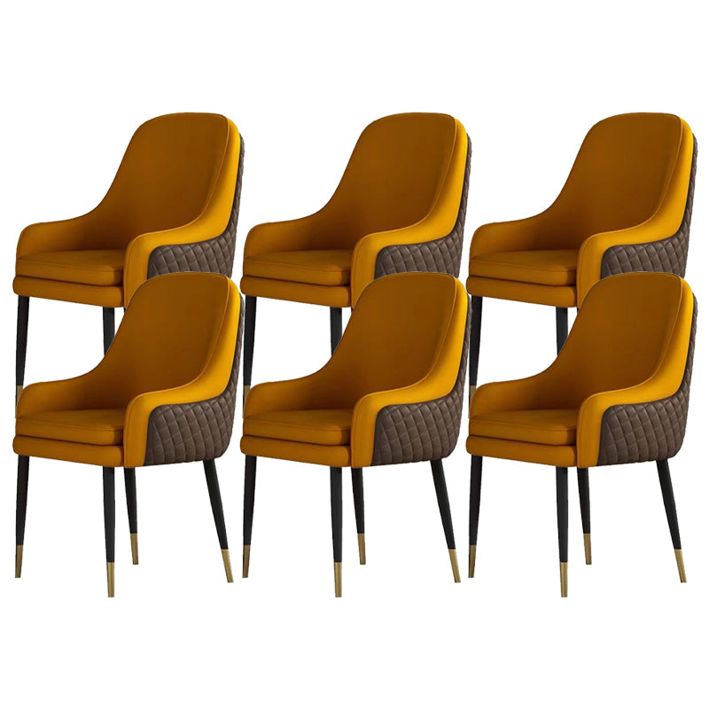 Glam Parsons Arm Chair Leather Upholstered Indoor Dining Chair Orange 6 Piece Set Clearhalo 'Dining Chairs' 'Dining Tables & Seating' 'dining_chair' 'furn' 'furn_dining_chair' 'Furniture' 'Kitchen & Dining Furniture' 6426784