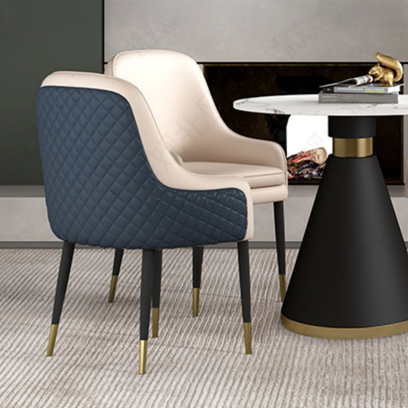 Glam Parsons Arm Chair Leather Upholstered Indoor Dining Chair Clearhalo 'Dining Chairs' 'Dining Tables & Seating' 'dining_chair' 'furn' 'furn_dining_chair' 'Furniture' 'Kitchen & Dining Furniture' 6426785