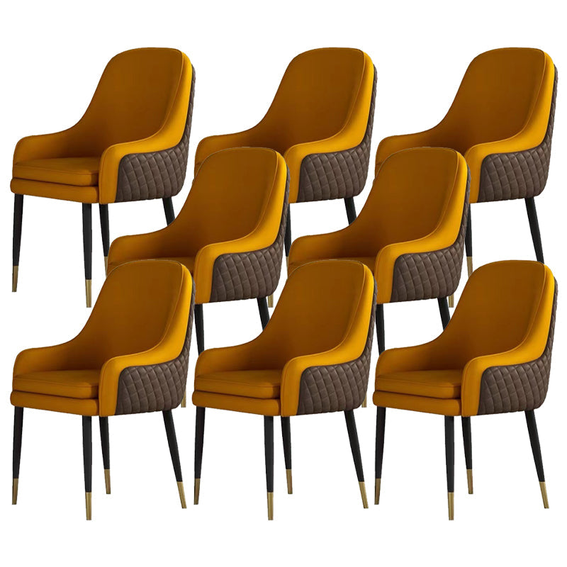 Glam Parsons Arm Chair Leather Upholstered Indoor Dining Chair Orange 8 Piece Set Clearhalo 'Dining Chairs' 'Dining Tables & Seating' 'dining_chair' 'furn' 'furn_dining_chair' 'Furniture' 'Kitchen & Dining Furniture' 6426786