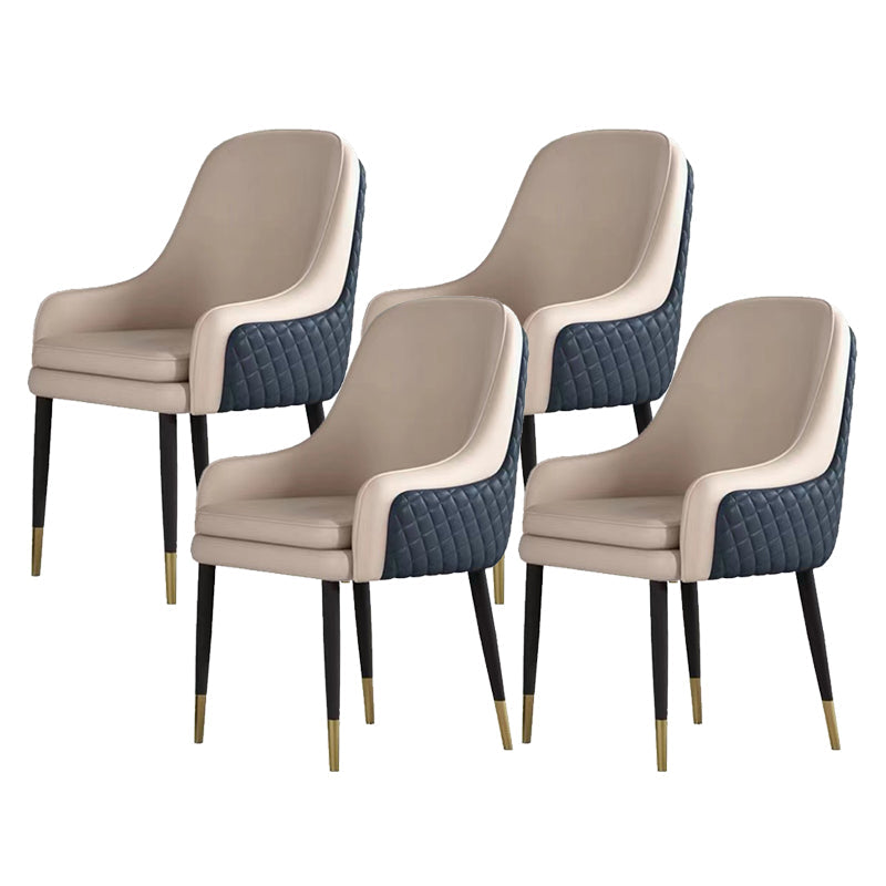 Glam Parsons Arm Chair Leather Upholstered Indoor Dining Chair Off-White 4 Piece Set Clearhalo 'Dining Chairs' 'Dining Tables & Seating' 'dining_chair' 'furn' 'furn_dining_chair' 'Furniture' 'Kitchen & Dining Furniture' 6426789