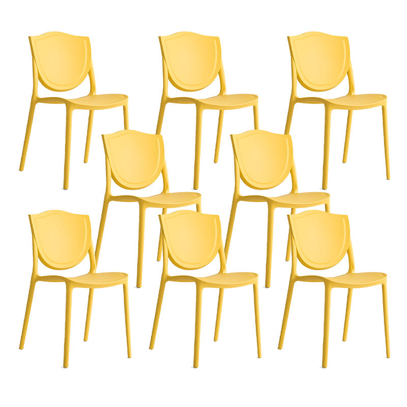Nordic Armless Side Chairs Open Back Chairs with Plastic Legs for Home Use Yellow 8 Piece Set Clearhalo 'Dining Chairs' 'Dining Tables & Seating' 'dining_chair' 'furn' 'furn_dining_chair' 'Furniture' 'Kitchen & Dining Furniture' 6426801