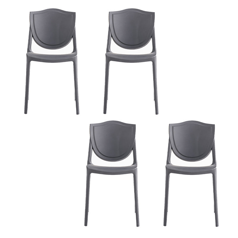 Nordic Armless Side Chairs Open Back Chairs with Plastic Legs for Home Use Black 4 Piece Set Clearhalo 'Dining Chairs' 'Dining Tables & Seating' 'dining_chair' 'furn' 'furn_dining_chair' 'Furniture' 'Kitchen & Dining Furniture' 6426804